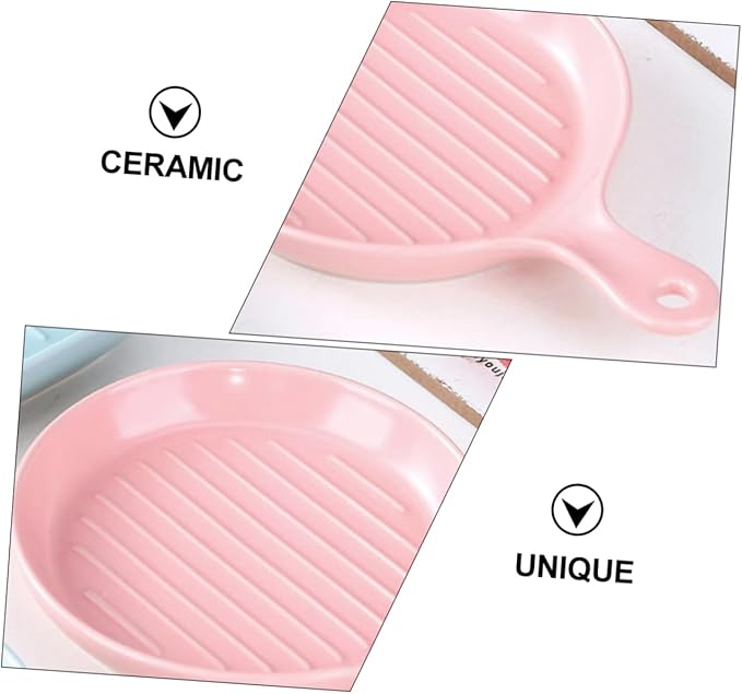 PRETYZOOM Ceramic Baking Dish with Handle Oven Safe Dinner Plate for Western Cuisine 10-inch Food Serving Plate Scratch Resistant Tableware for Home and Restaurant Use