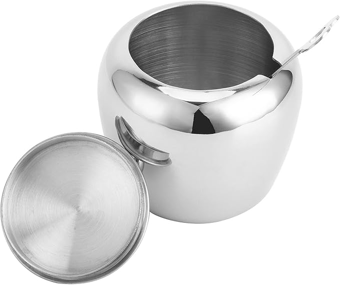 Sugar Bowl with Lid and Spoon 304 Stainless Steel Sugar Canister for Home Kitchen