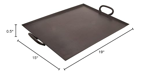 G.E.T. SSTPD-1915-ANT Heavy-Duty Metal Serving/Ottoman Tray with Handles, 19" x 15", Hammered Bronze