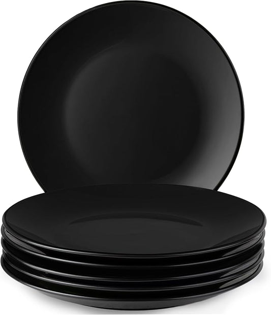 MIAMIO – 6 x Plate/Dinner Plate Set Stoneware Ceramic Tableware Set - Le Papillon Collection (Black, 10 Inch)