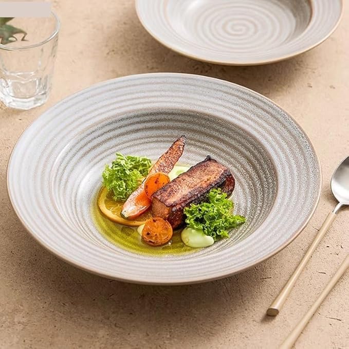 SONGCHAO Party Supplies Dinner Plate Ceramic Dinner Plate Japanese Salad Plate Thick Soup Plate Pasta Plates Restaurant Specialty Tableware Party Plates (Color : A 10.6 inch)