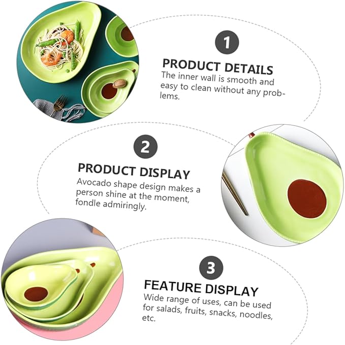1pc Avocado Shape Ceramic Plate Medium Appetizer and Dessert Dish for Fruits and Snacks for Parties Family Gatherings and Restaurants