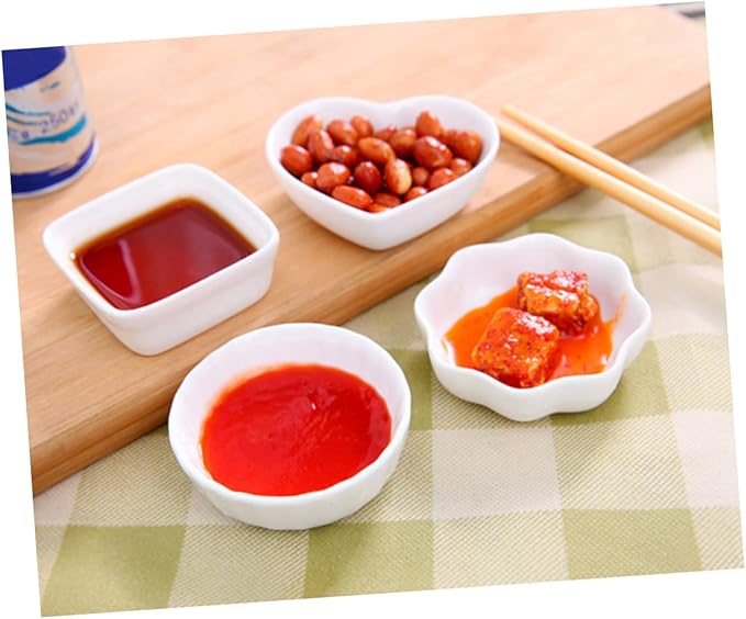 2PCS White Ceramic Dipping Dishes Square Seasoning Sauce Plates for Condiments Appetizers and Desserts Elegant and Stackable Kitchen Serving Bowls