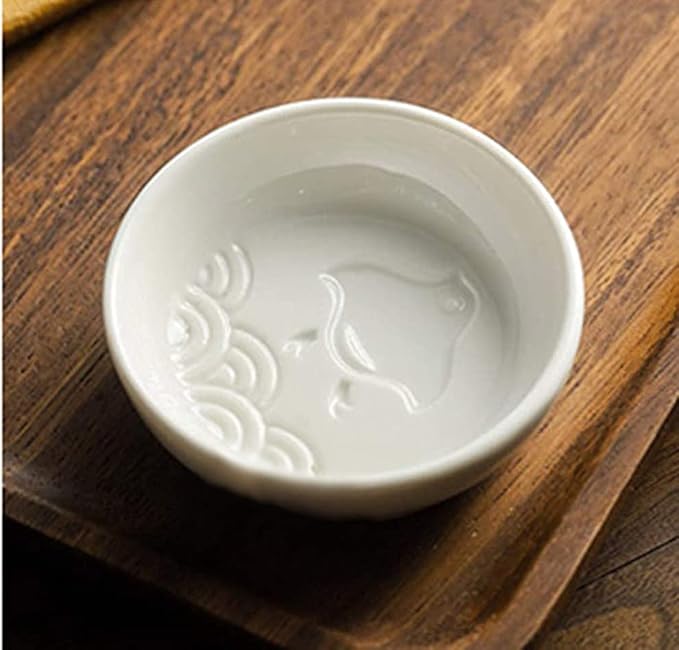 123Arts 4pcs Ceramic Relief Mount Fuji Seasoning Dishes Appetizer Plates