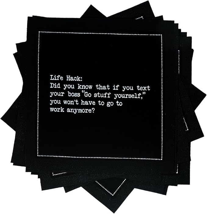 Five Star Funny Inspirational Quotes | Black Cotton Cocktail Napkins | 50 Luxury Disposable Beverage Napkins with Witty Bar Quotes | Drink Napkins for Parties, Bars, Weddings & Game Nights