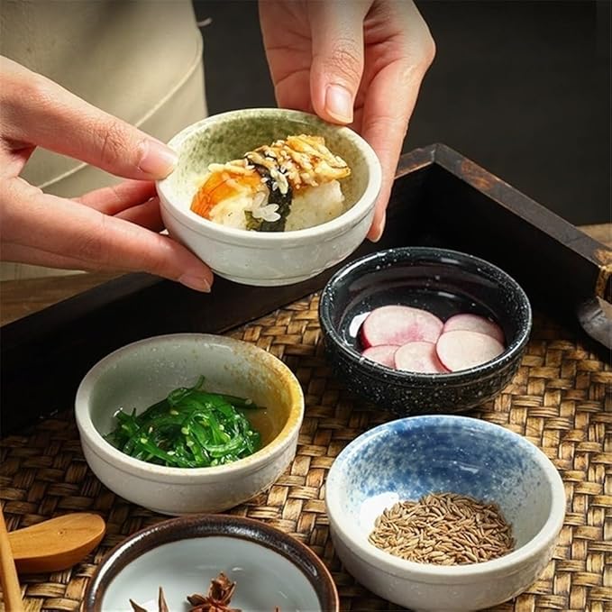 Appetizer Plates Ceramic Dipping Bowls, Small Side Dishes for Dips Appetizer Snacks Condiments for Condiment