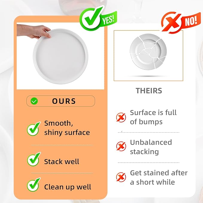 8 Inch White Dinner Plates Set of 6, Ceramic Appetizer Plates, Porcelain Dessert Plate, White Round Salad Plate for Kitchen, Restaurant, Microwave, Oven & Dishwasher Safe, Scratch Resistant