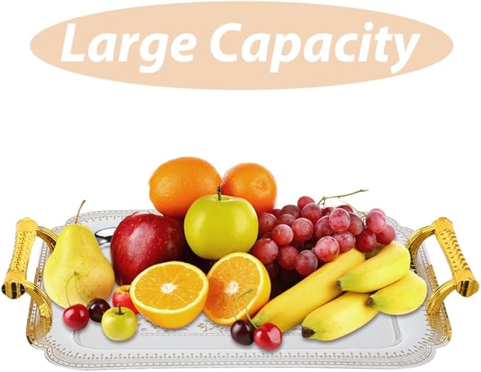 Zerodeko European Vintage Fruit Serving Tray Handles Retro Design Fruit Plate for KTV Hotel and Western Cuisine Food Storage Dish Decorative Snack Platter