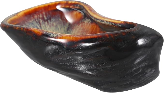 SUPVOX Ceramic Oyster Dish Food Plate Vintage Style Rustic Glaze Serving Platter for Appetizers Small Side Dish Plate for Entertaining and Dining Use