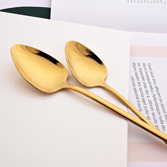 36-piece Gold 18/10 Stainless Steel Flatware Set, Resuable Cutlery Set For 6, Complete Tableware Set For Home Restaurant Wedding Party Daily Meal, Mirror Polish