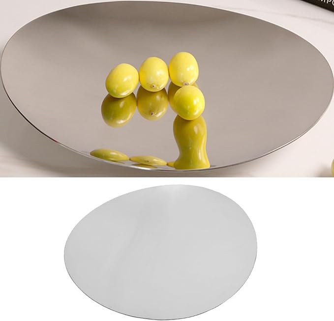 Zerodis Silver Tray Decorative, Stainless Steel Oval Fruit Bowl Elegance Redefined Silver Finish Decor Tray Bowl Modern Luxury Dessert Platter Fruit for Coffee Table Home Decor (S)