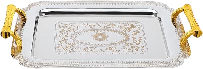 Zerodeko European Vintage Fruit Serving Tray Handles Retro Design Fruit Plate for KTV Hotel and Western Cuisine Food Storage Dish Decorative Snack Platter