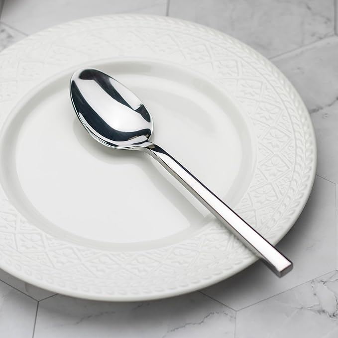 Alata Cube 12-Piece Forged Stainless Steel Teaspoons, Mirror Finish, Dishwasher Safe