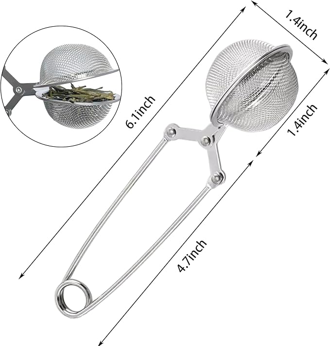 3-Pack Tea Ball Infusers, Premium Stainless Steel Fine Mesh Strainer with Long Handle for Loose Leaf Tea, Spices & Seasonings
