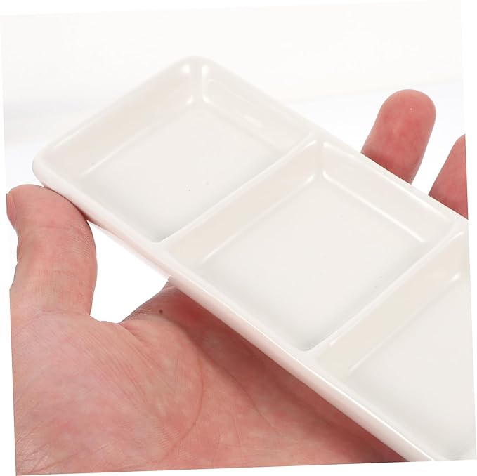 2PCS Ceramic Dipping Bowls Rectangular Appetizer Plates with Versatile Seasoning Dish for Condiments Fruits Nuts and Snacks for Home and Restaurant Use