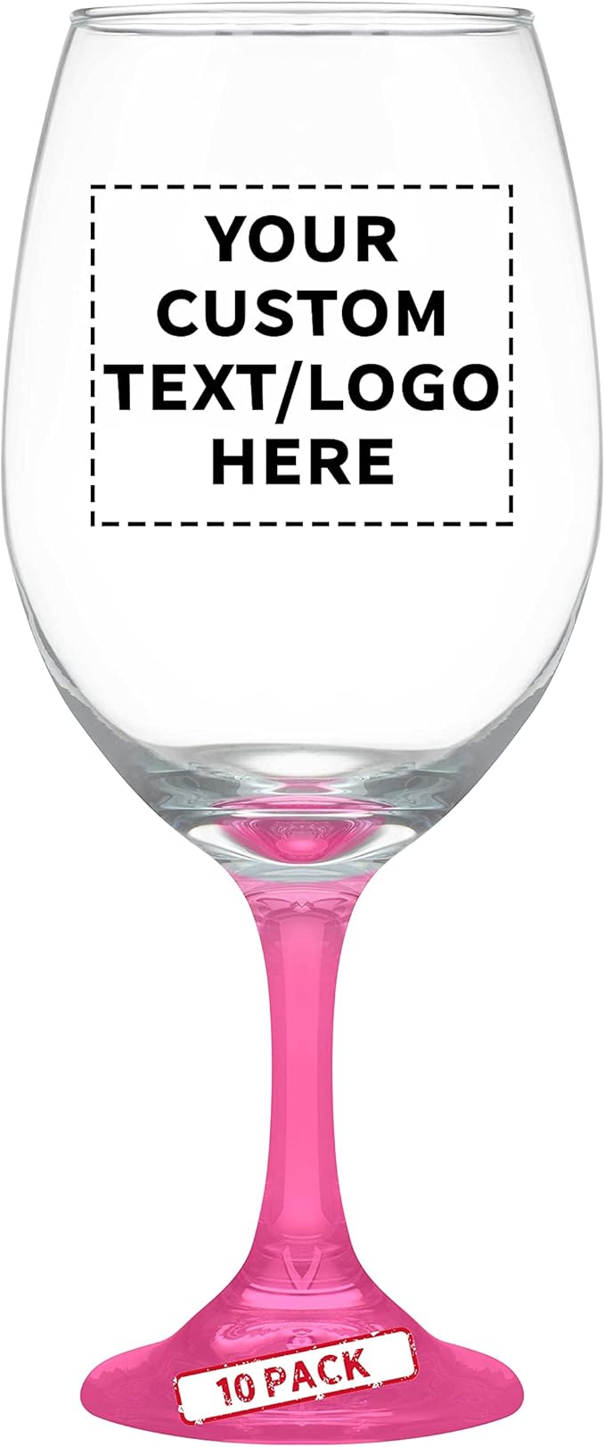 Custom Rioja Grand Wine Glasses 20.75 oz. Set of 10, Personalized Bulk Pack - Perfect for Hotel, Bar, Restaurant or Lounge - Pink