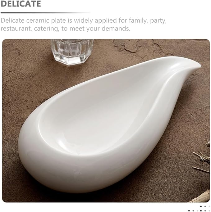 PRETYZOOM Ceramic Serving Plate Unique Food Display Dish for Appetizers Fruits and Soups for Home Parties and Restaurants