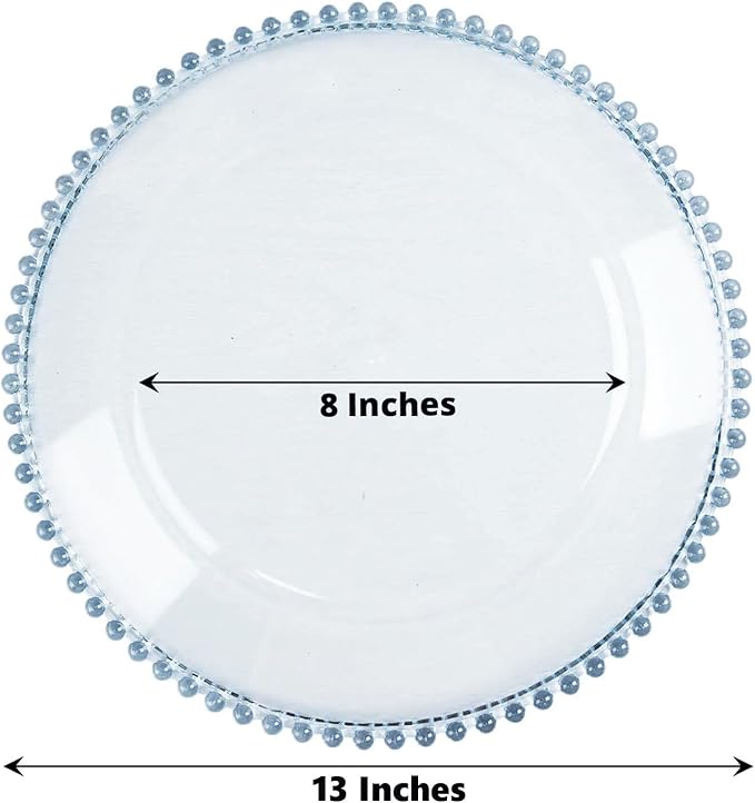 Efavormart 12-Pack Acrylic Charger Plates 13" Round Transparent Dusty Blue with Beaded Rim - Decorative Dinner Party Serving Plates