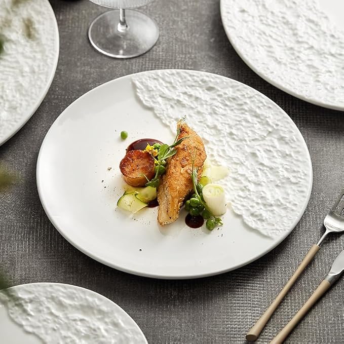 Dipping Bowls Steak Plate Ceramic Plate Dish Plate Creative Hotel Tableware Round Plate Pasta Plate Appetizer Bowls,One Color-S (One Color L)