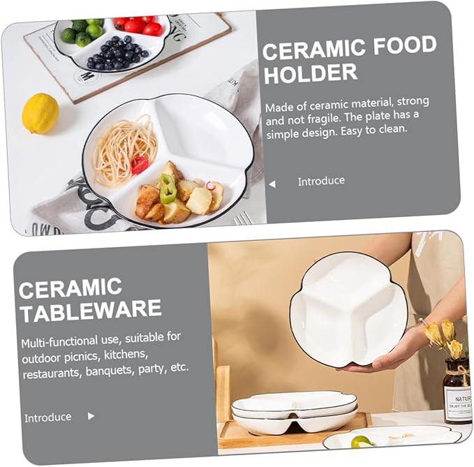 Ceramic Portion Control Plate Divided Dinner Plate for Diet Management for Serving Fruits Salads and Appetizers Heat Resistant Easy to Clean Design