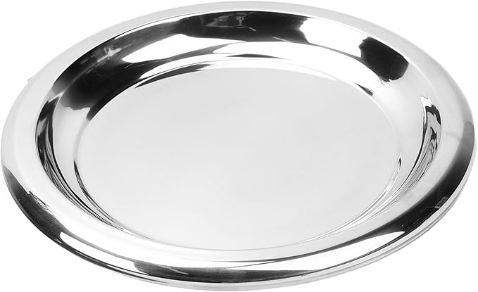 Stainless Steel Round Serving Tray, Serving Platter Mirror Polished Silver Decorative Tray for Coffee Table Party (58mm)