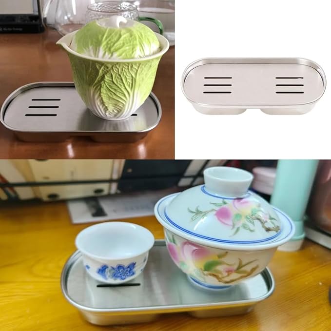 Espresso Cups Drip Tray Tea Cup Saucer Small Glass Teacup Serving Tray Coffee Countertop Drip Trays for Chinese Ceramic Kung Fu Tea Set Double Wall Insulated Espresso Mugs Coffee Shot Glass
