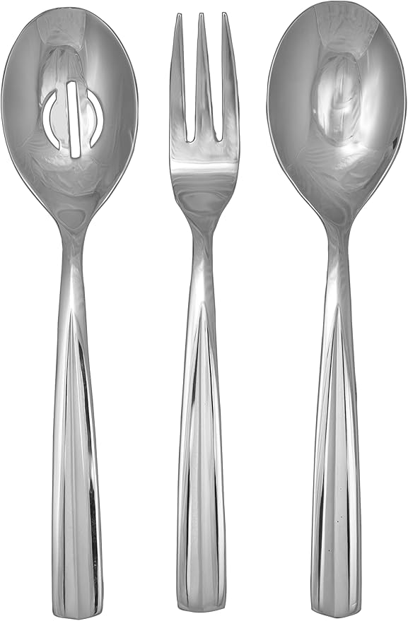 Ginkgo International Nico Stainless Steel Hostess Flatware Serving, 3-piece set, Silver