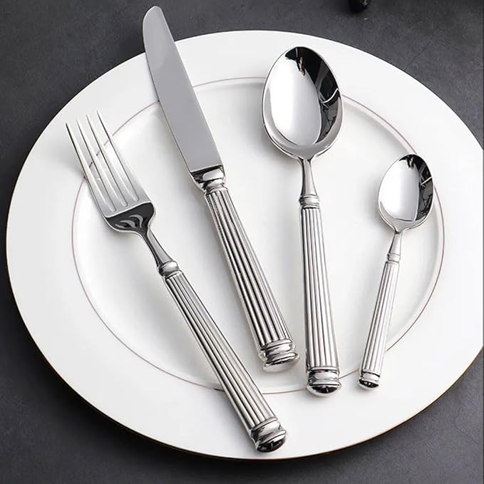 Exquisite Western food tableware set home stainless steel knife fork and spoon kitchen flatware creative silverware set Practical