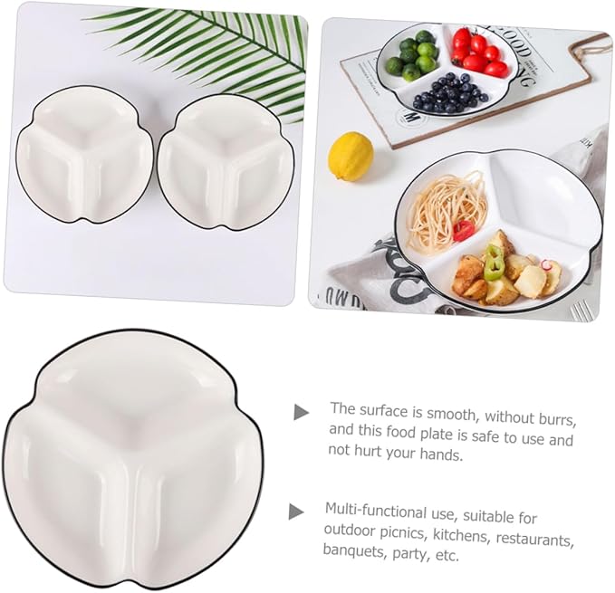Zerodeko Ceramic Plates Divided Dinner Plate Sections for Salad Dessert Dish Serving