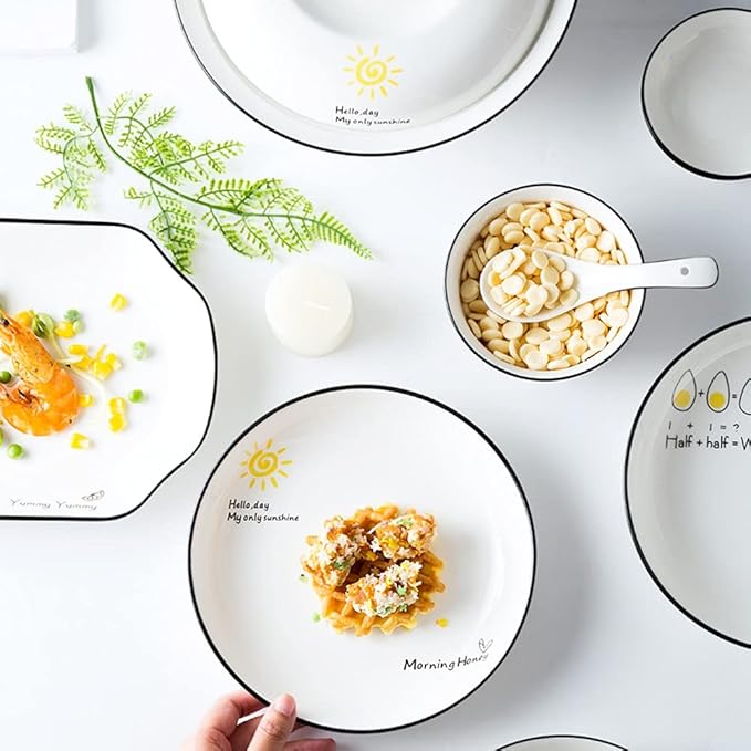 36Pcs Ceramic Dinnerware Set Tableware Dishes Plates Ceramic Combination Dinner Service Set Porcelaine Service for 6, White Luxury Stoneware Tableware Set