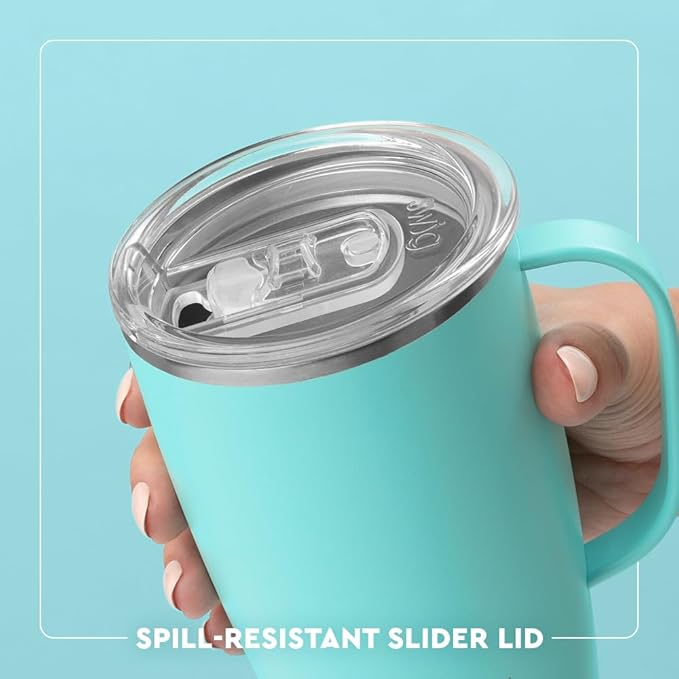 Swig Life 18oz Travel Mug, Insulated Tumbler with Handle and Lid, Cup Holder Friendly, Dishwasher Safe, Lightweight Stainless Steel Travel Coffee Cup, Glitter Tumbler, Glitter Gifts (Confetti)