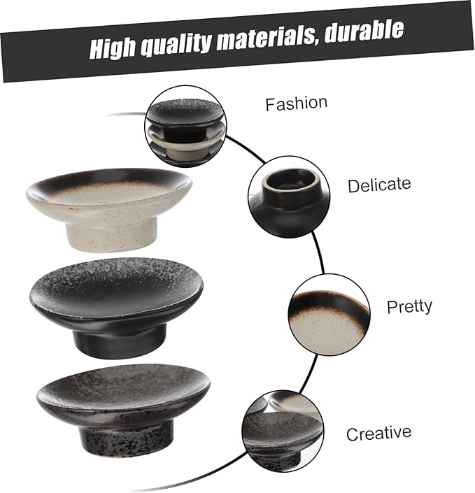 Happyyami 3-Piece Japanese Ceramic Snack Plate Set Condiment Storage Dish for Dipping Sauces Decorative Sauce Dish for Home for Sushi and Appetizers