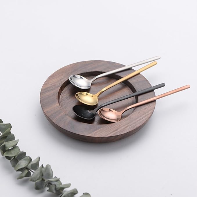 Sweejar Rose Gold 12 Pcs Mini Tea & Espresso Spoons, 5.2 Inch, Stainless Steel, Cappuccino & Dessert Spoons, Frosted Handle