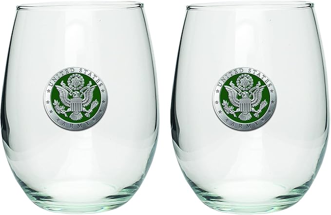 Heritage Pewter Army Stemless Glass Goblets – Set of 2 | 15 OZ Goblet Wine Glasses | Expertly Crafted Pewter Glass