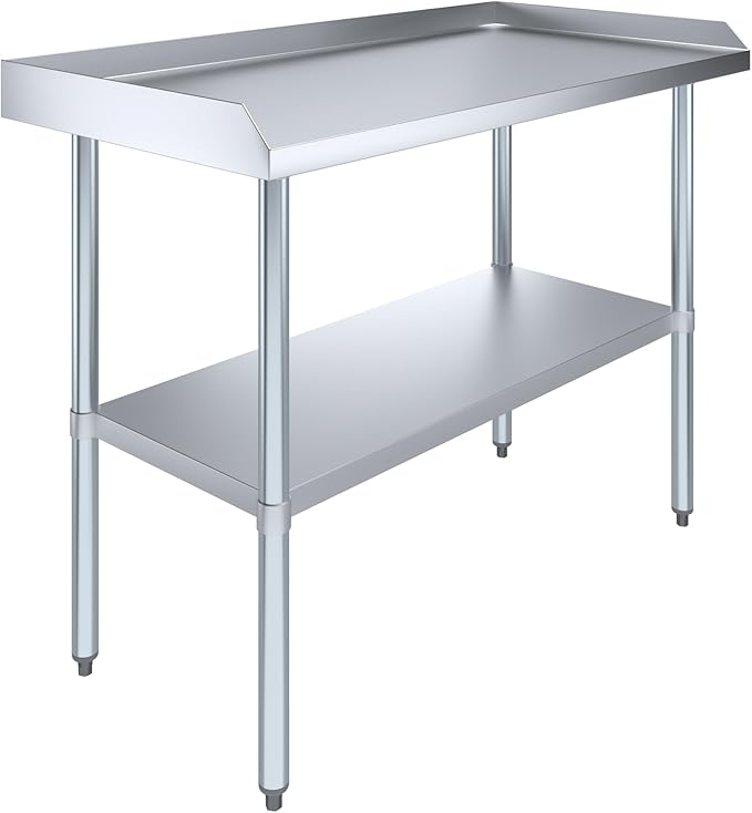 AmGood Commercial Work Table with Backsplash and Sidesplashes | Height: 35" | Stainless Steel Prep Table for Kitchen, Restaurant, Garage, Laundry | NSF (48" Long x 24" Deep)