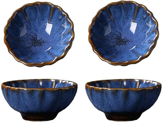 123Arts 4pcs Ceramic Retro Kiln Change Appetizer Plates Seasoning Dishes Relish Dishes,4inches