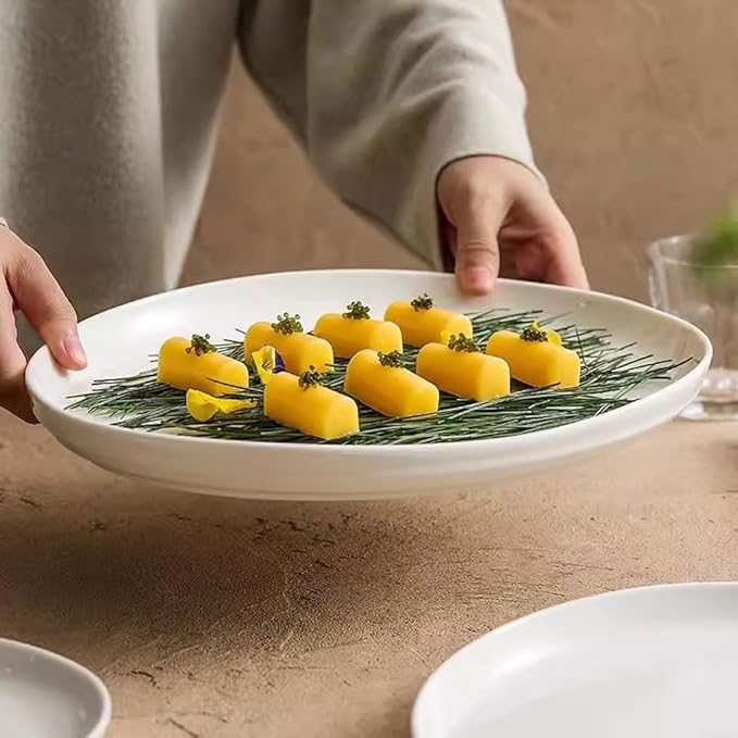 SONGCHAO Party Supplies Ceramic Plate, Light Luxury Steamed Fish Plate, Household Oval Plate, Artistic Conception Dish, Tableware, Dinner Plate Party Plates (Size : Large)