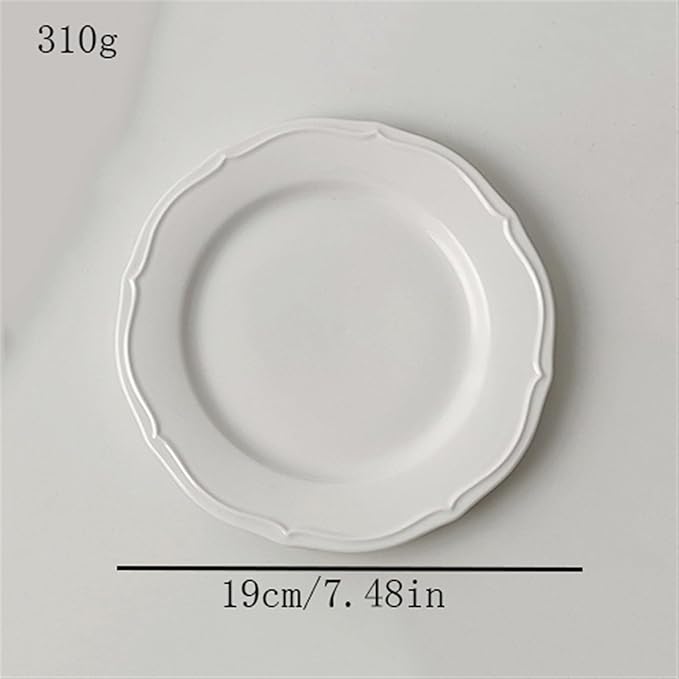 SONGCHAO Party Supplies Retro Lace Plate Simple Dinner Plate Ceramic Plate Salad Plate Breakfast Plate Dessert Plate Home Restaurant Cafe Party Plates (Color : A, Size : Medium)