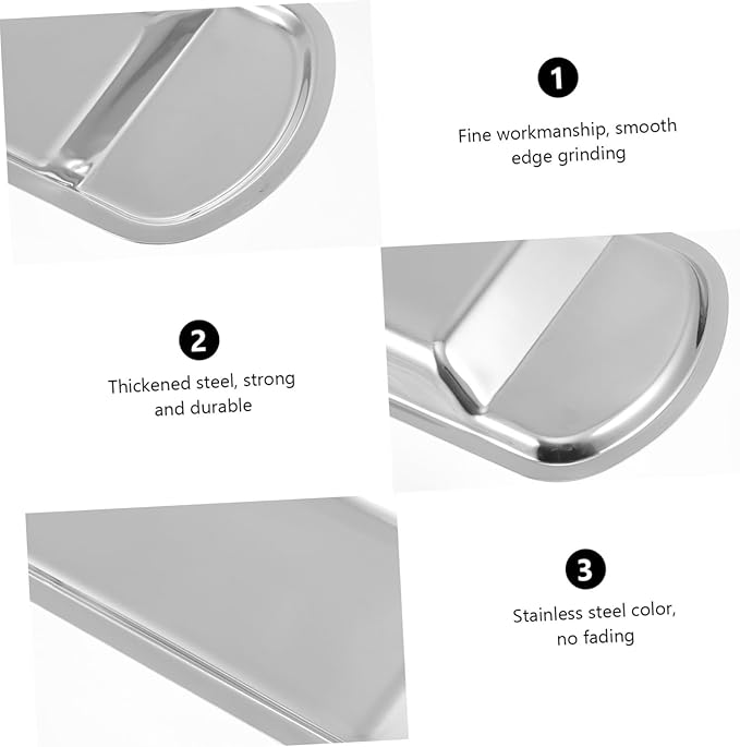 Homoyoyo 1Pc Stainless Steel Serving Tray Elegant Buffet Clip Tray with Smooth Surface Rounded Corners Easy