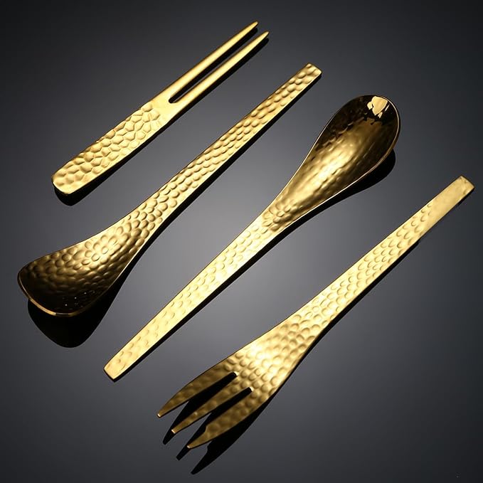 Stainless Steel Flatware serving set,Home Kitchen Eating Tableware Set,Dishwasher Safe,For Home Kitchen Restaurant Hote 1/4/6/8/10/12 Pieces 304 Stainless Steel Dessert Fork Ice Cream Fork Hammered Ca
