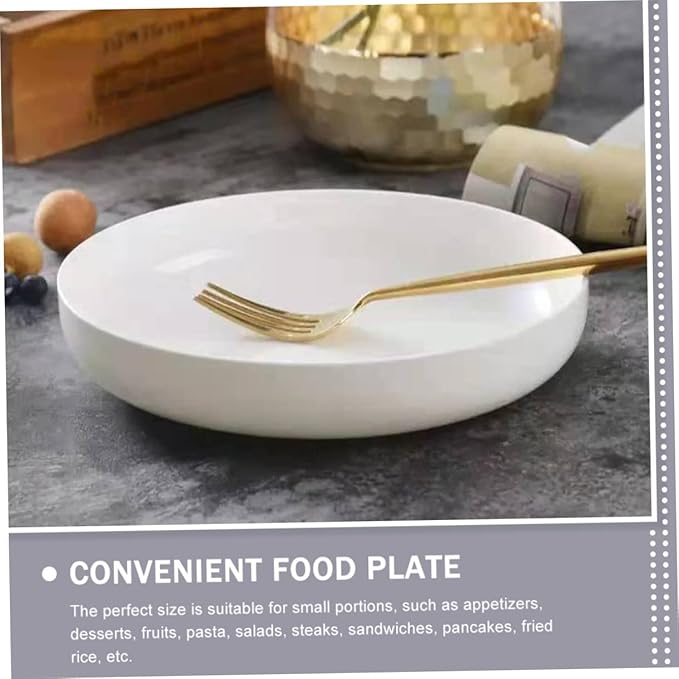 PRETYZOOM Delicate Ceramic Dinner Plate Small Sushi Plate Pasta Steak Salad Oven Freezer Safe White