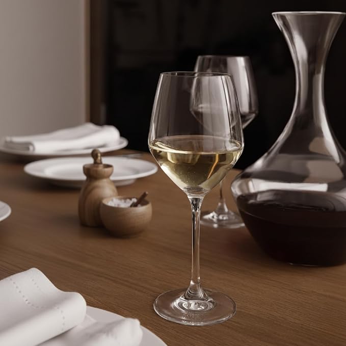 Holmegaard Perfection White Wine Glass, Clear, 7.9" H x 3.1" D, 10.8 oz, Set of 6, Designed by Tom Nybroe, Gift Box Included