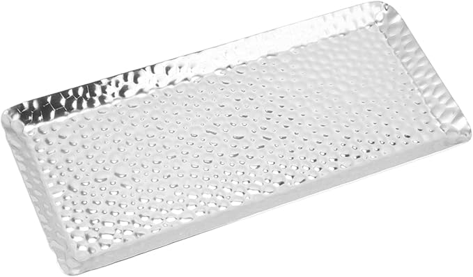 Fdit 25x11cm Towel Hammering Trays,Stainless Steel Multipurpose Dishwasher Dessert Tray That Suitable for Family Restaurant Use (Silver)