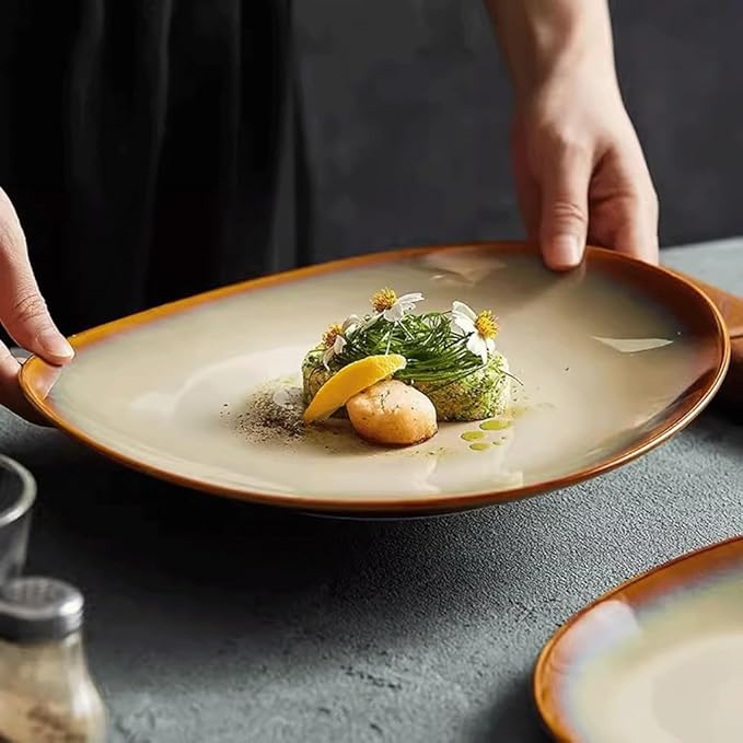 SONGCHAO Party Supplies Ceramic Dinner Plate Home Kitchen Tableware Salad Plate Restaurant Appetizer Plate Western Steak Presentation Party Plates (Color : 11in)