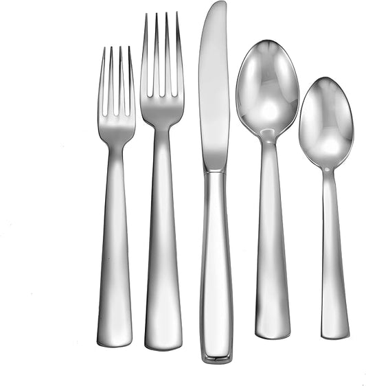 Liberty Tabletop Modern America 45-piece 18/10 Flatware Set Service for 8, Includes Serving Pieces Silverware Made in USA