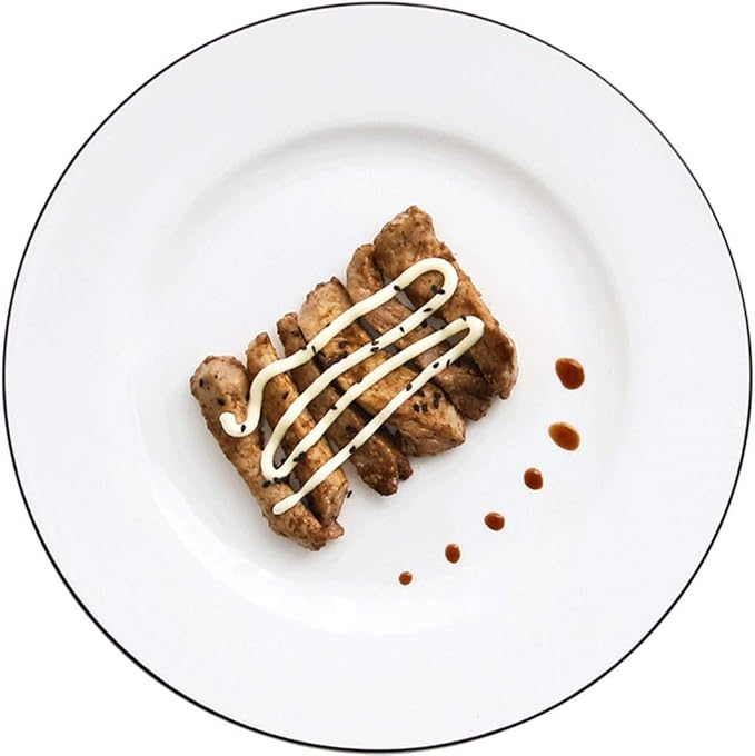Fine Dinnerware Sets,Dinner Plate Ceramics Dinner Sets, Bowl/Dish/Spoon Pure White Black Line Porcelain Combination Set