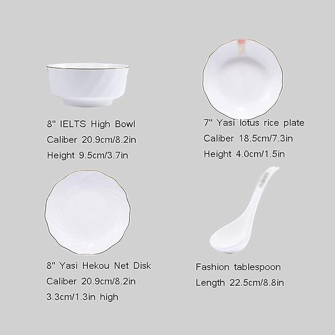 Dinnerware Set Dinner Party Tableware Service Set Ceramic Tableware Set, 36-piece Kitchen Plate and Bowl SetPure White Exquisite Tableware Set, FPYY2024040817