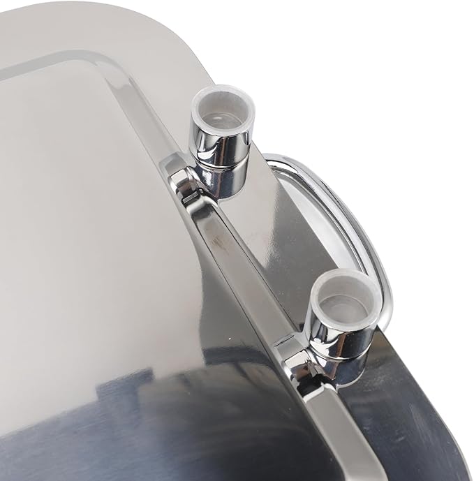 Dioche Steel Serving Tray Stainless Steel Platter with Handle – Multifunction Portable Serving Tray for Restaurant & Hotel Buffet, Rectangle Shape, 47.5cm (Rectangle Shape with Silver Handle, 47.5cm)