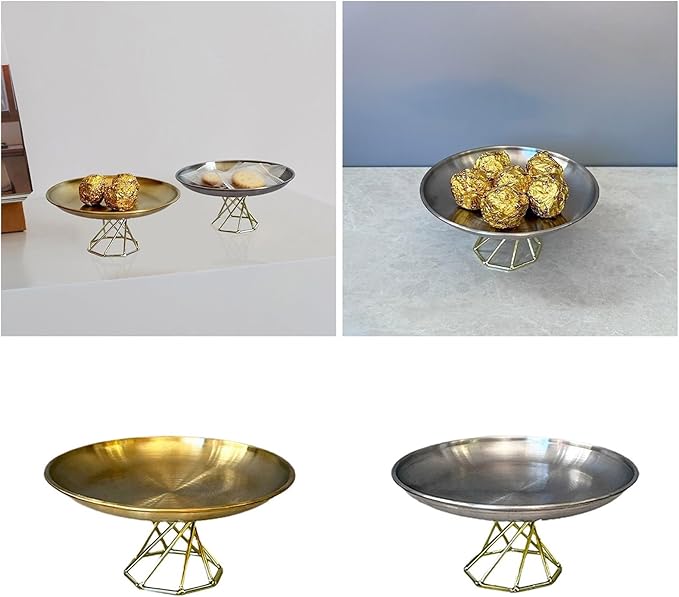 Stainless Steel Platter for Table Centerpieces Elegant Decorative Dessert Plate Practical High-Footed Food Serving Tray Birthday Party Serveware