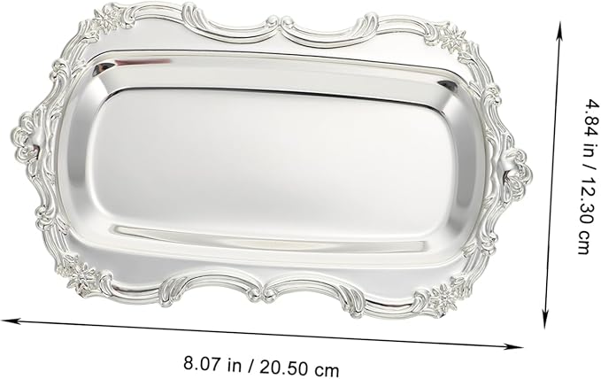 European Style Napkin Plate Dessert Serving Tray Food-grade Material Silver